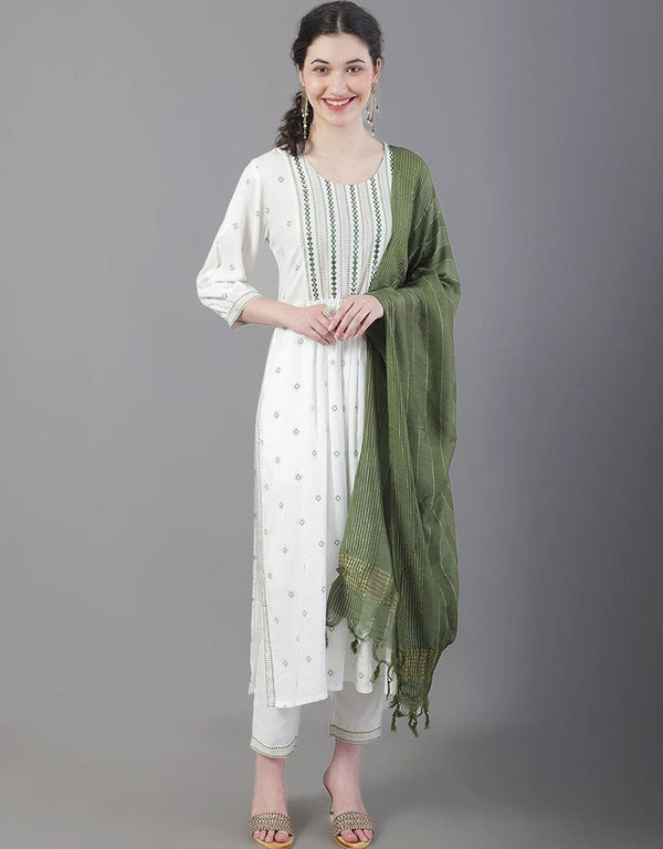 White Rayon Pant Straight