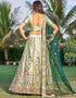 Light Green Satin Lehenga Choli Back View