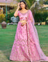 Pink Satin Lehenga Choli Closure View