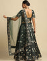 Green Taffeta Lehenga Choli Back View