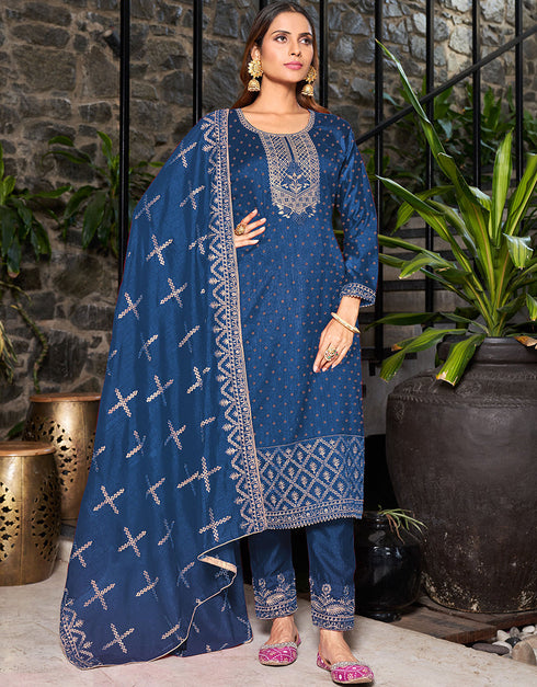 Blue Jay Blooming Vichitra Pant Straight