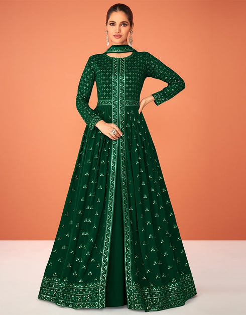 Real Georgette Dark Green Suit Suit Lehenga Bottom
