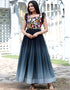 Black Trendy Designer Faux Blooming Readymade Gown Closure View