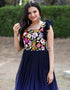 Blue Trendy Designer Faux Blooming Readymade Gown Salwar Kameez