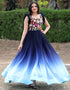 Blue Trendy Designer Faux Blooming Readymade Gown