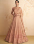 Peach Real Georgette N/A Anarkali