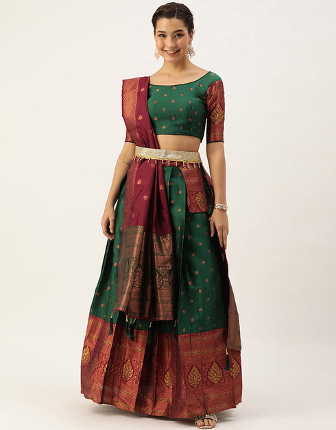Green Lichi Silk Lehenga Choli Closure View