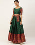 Green Lichi Silk Lehenga Choli Back View