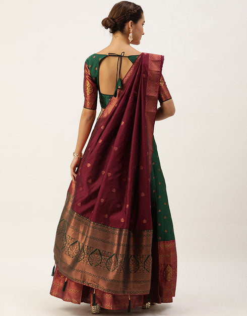 Green Lichi Silk Lehenga Choli Salwar Kameez