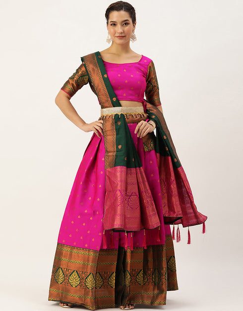 Pink Lichi Silk Lehenga Choli Closure View