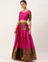 Pink Lichi Silk Lehenga Choli Back View