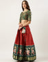 Green Tafeta Silk Lehenga Choli Back View