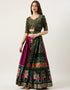 Green Tafeta Silk Lehenga Choli Closure View