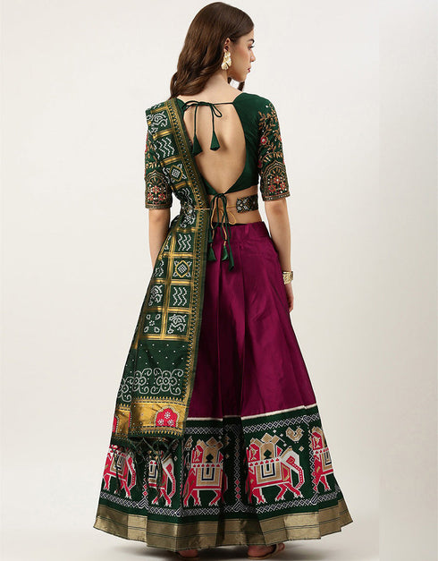 Green Tafeta Silk Lehenga Choli Salwar Kameez