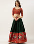Green Tafeta Silk Lehenga Choli Closure View