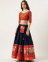 Red Tafeta Silk Lehenga Choli Back View