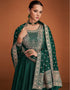 Green Premium Silk Pant Anarkali Closure View