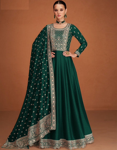Green Premium Silk Pant Anarkali