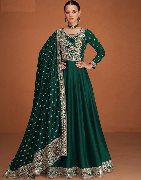 Green Premium Silk Pant Anarkali