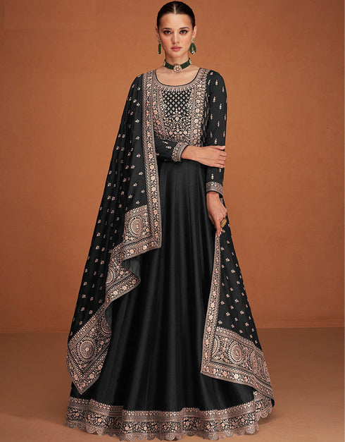 Black Premium Silk Pant Anarkali