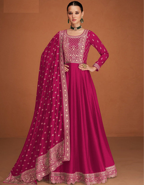 Pink Premium Silk Pant Anarkali