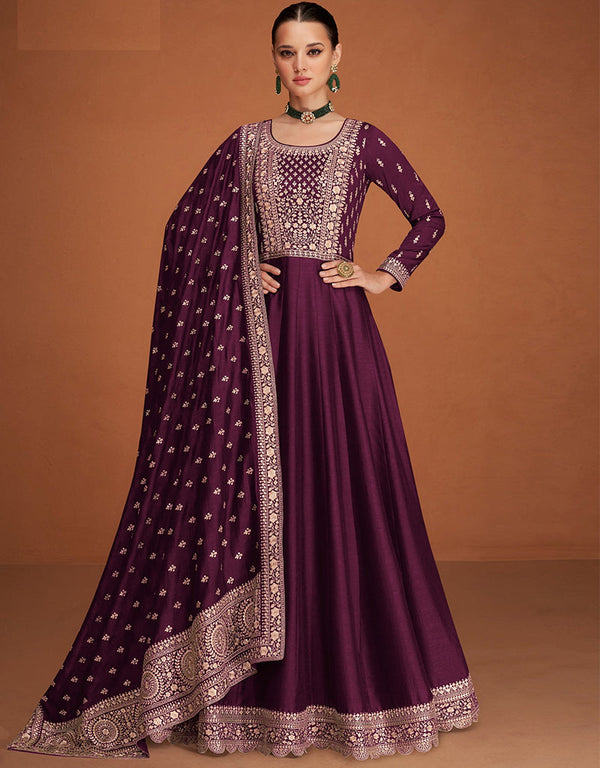 Purple Premium Silk Pant Anarkali