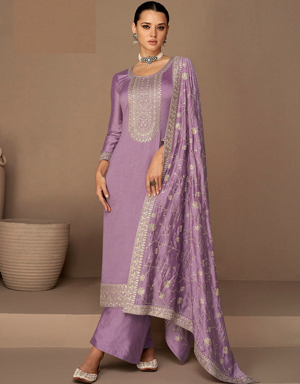 Lavender Premium Silk Palazzo Straight