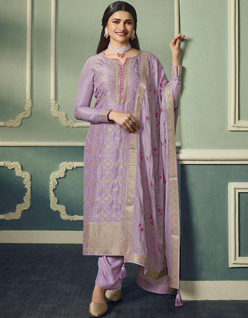 Violet Viscose Jacquard Pant Straight