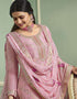 Pink Viscose Jacquard Pant Straight Closure View