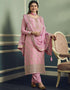 Pink Viscose Jacquard Pant Straight
