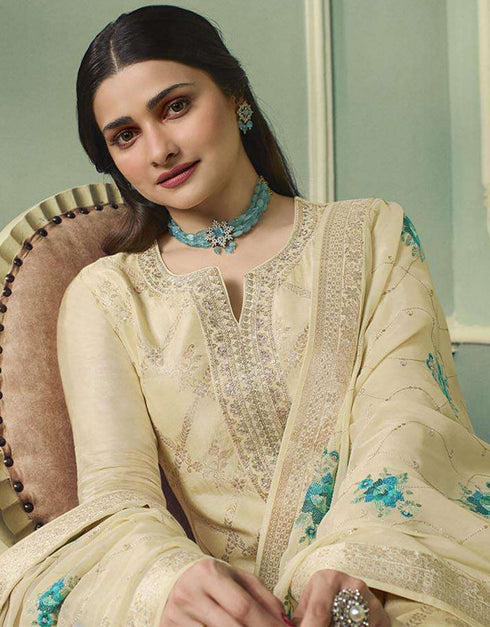 Beige Viscose Jacquard Pant Straight Closure View