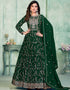 Green Faux Georgette Pant Anarkali Closure View
