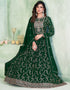 Green Faux Georgette Pant Anarkali Back View