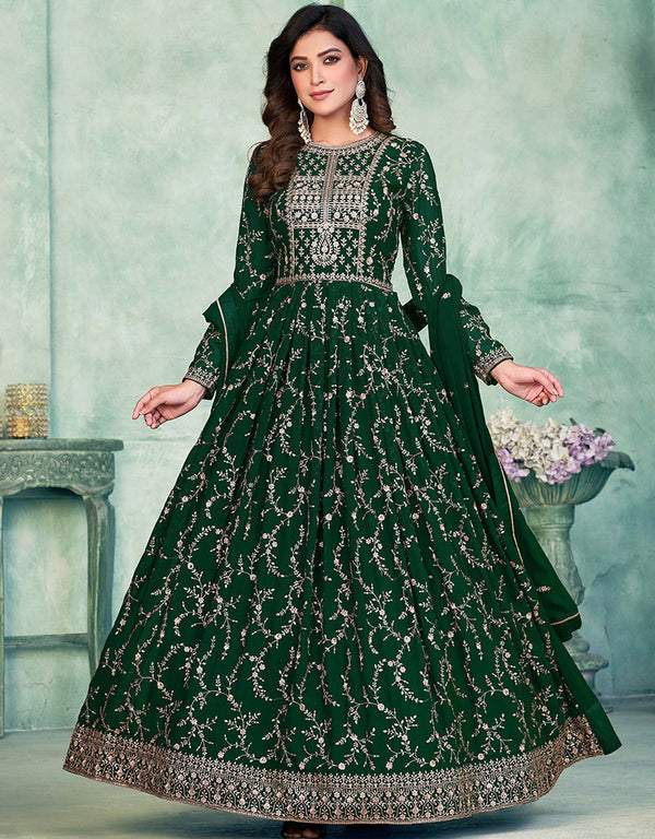 Green Faux Georgette Pant Anarkali