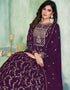 Wine Faux Georgette Pant Anarkali Back View