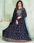 Navy Blue Faux Georgette Pant Anarkali Back View
