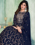 Navy Blue Faux Georgette Pant Anarkali Salwar Kameez
