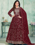 Maroon Faux Georgette Pant Anarkali Closure View