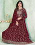 Maroon Faux Georgette Pant Anarkali Back View