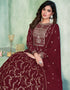 Maroon Faux Georgette Pant Anarkali Salwar Kameez