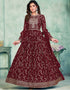 Maroon Faux Georgette Pant Anarkali