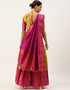 Yellow Tafeta Silk Lehenga Choli Back View