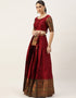 Maroon Tafeta Silk Lehenga Choli Back View