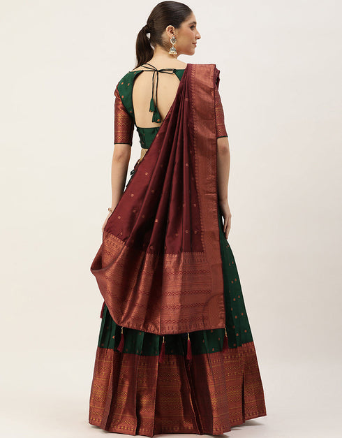 Green Tafeta Silk Lehenga Choli Salwar Kameez