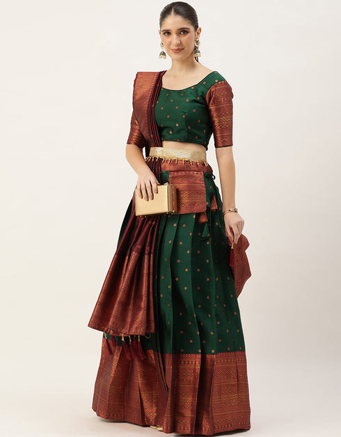 Green Tafeta Silk Lehenga Choli