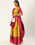 Yellow Tafeta Silk Lehenga Choli Closure View