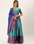 Rama Blue Tafeta Silk Lehenga Choli Closure View