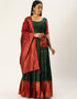 Green Tafeta Silk Lehenga Choli Closure View