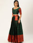 Green Tafeta Silk Lehenga Choli Back View