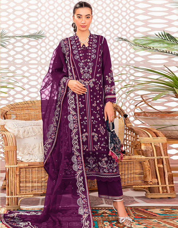 Purple Faux Georgette Pant Straight